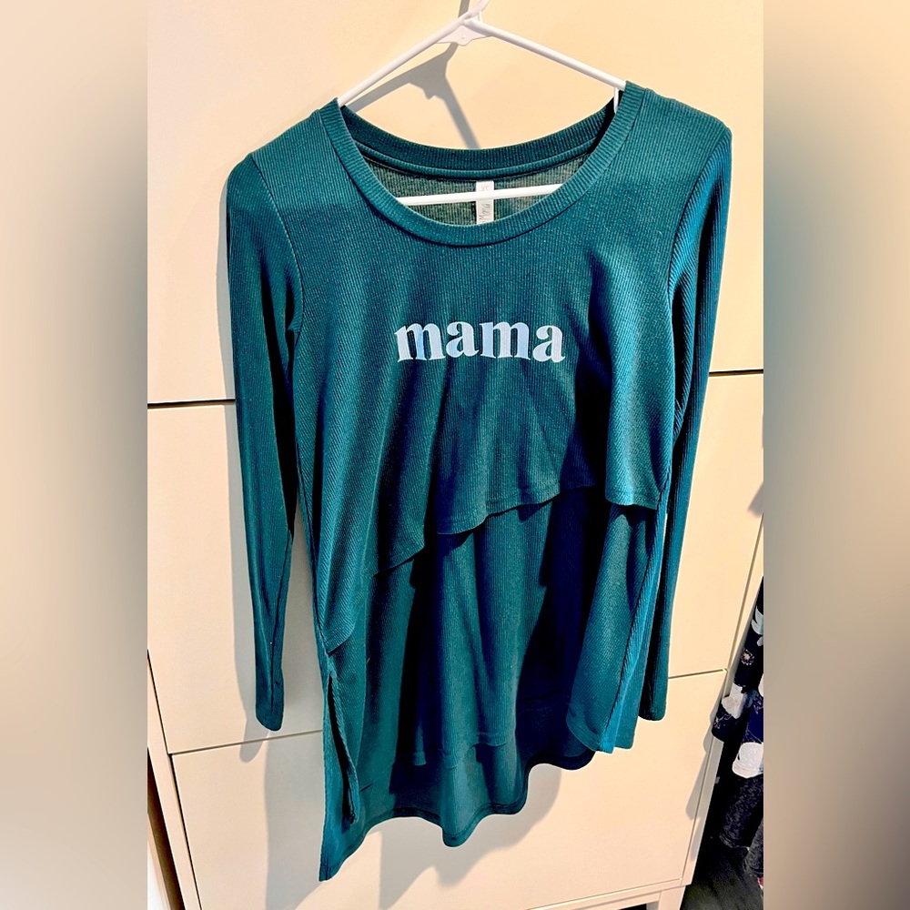 XSmall LATCHED MAMA long sleeve ribbed asymmetrical tunic
